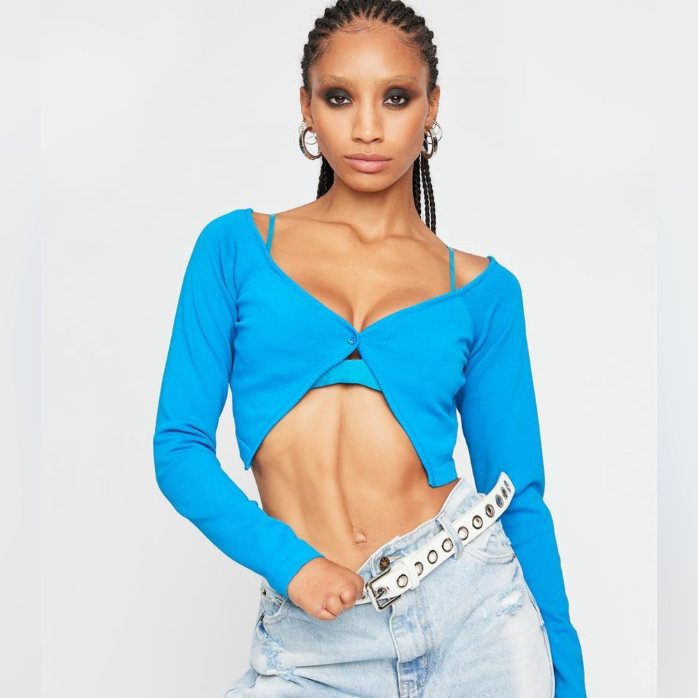 NWT revolve lioness THE LAIR CARDI CROP small‎ blue